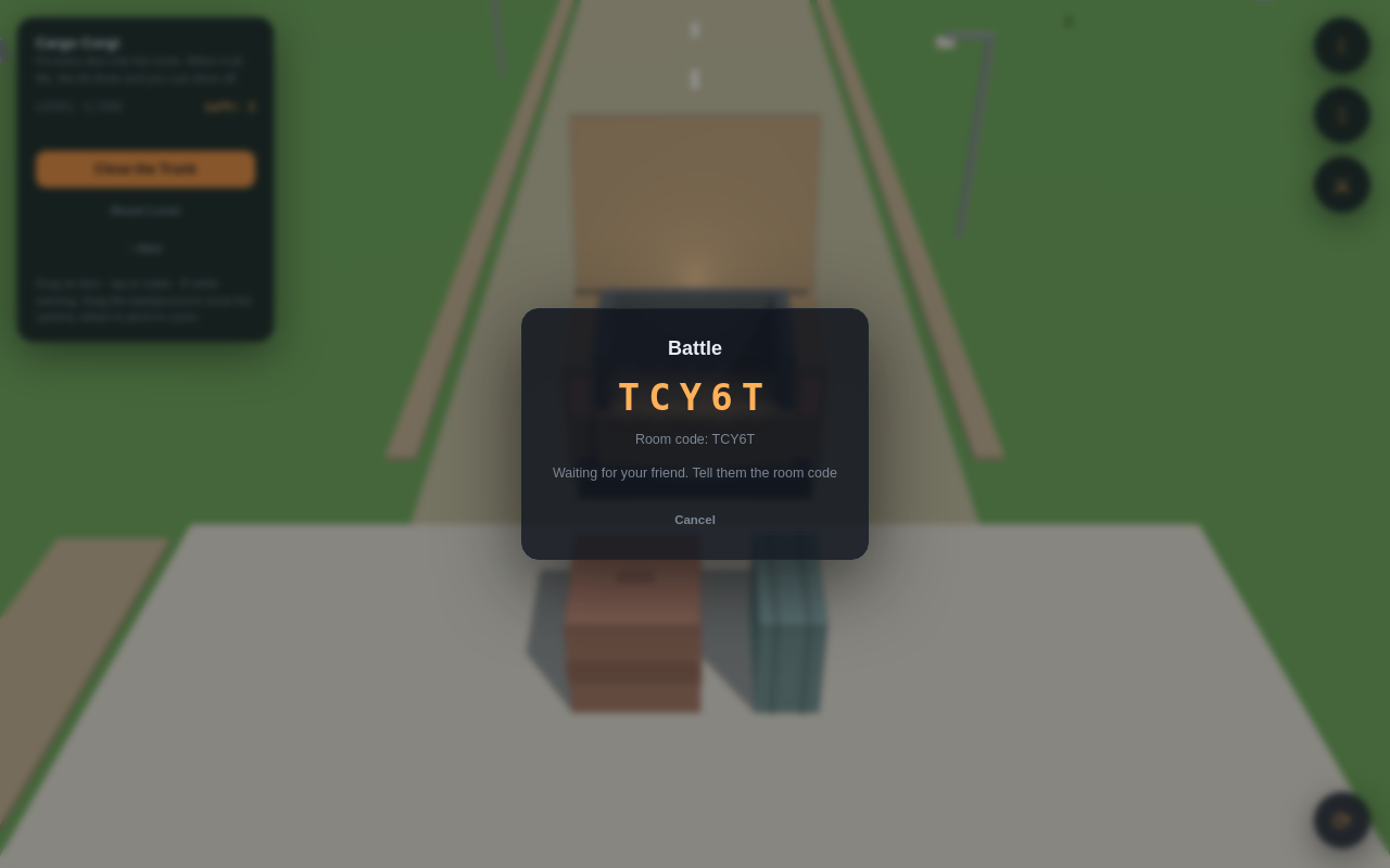 Battle lobby with a big room code
